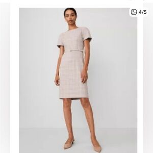 Ann Taylor Beige Plaid Suit Dress with Belt